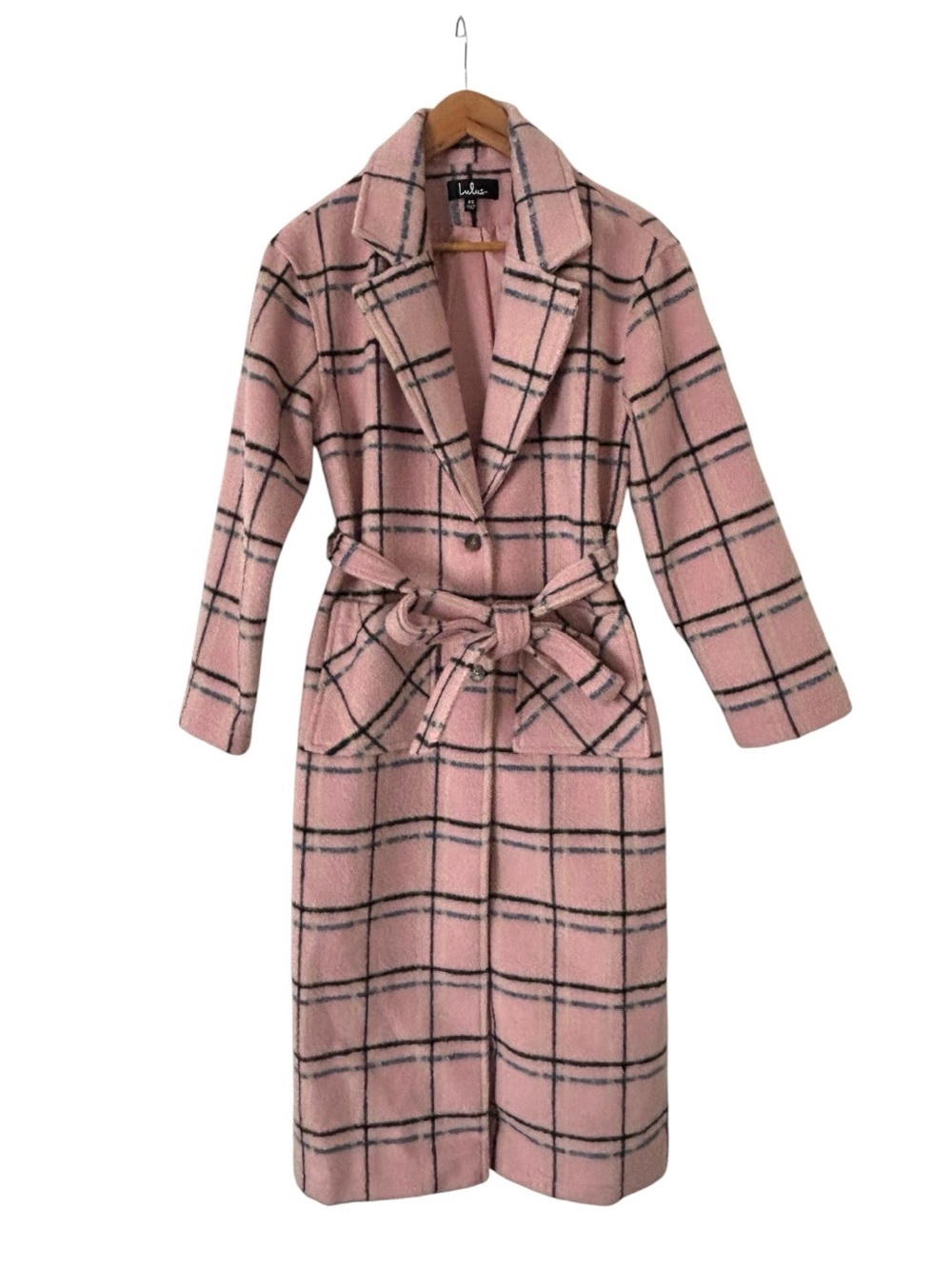 Lulus Warm Front Light Pink Plaid Coat - Picture 2 of 5